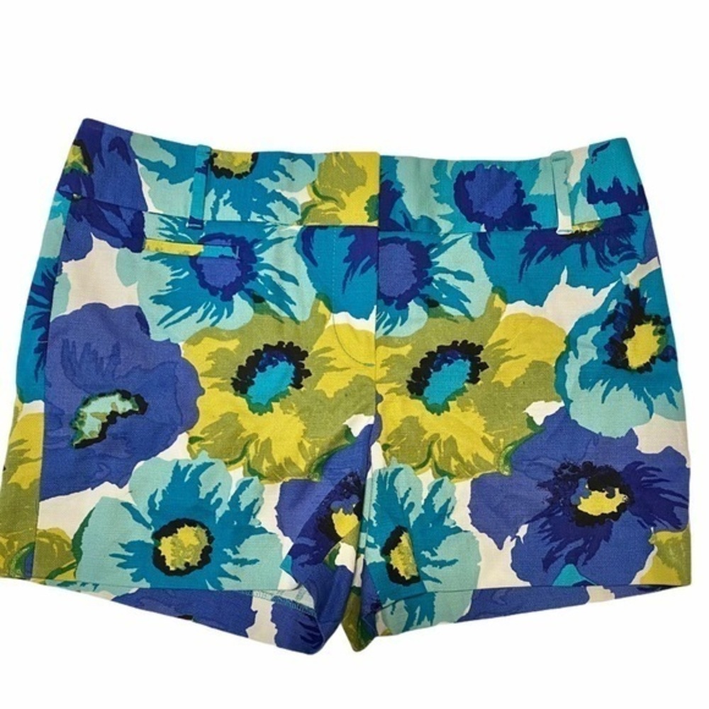 Loft blue floral dressy shorts with pockets
